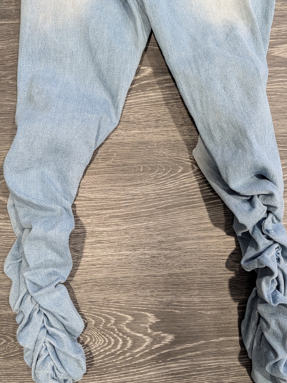 Light Blue Distressed Women’s Rouched Jeans - Picture 4 of 9